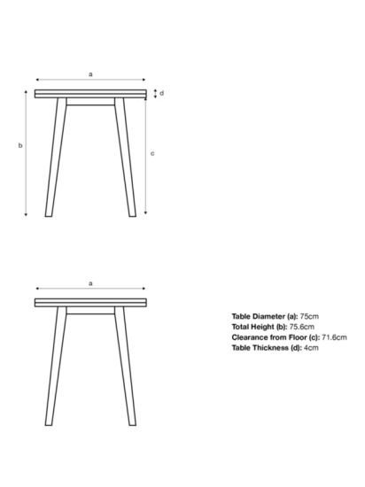 Round Garden Bistro Table, 75cm, (Acacia Wood), Natural
