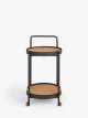 Round Garden Bar Trolley, (Acacia Wood), Black/Natural