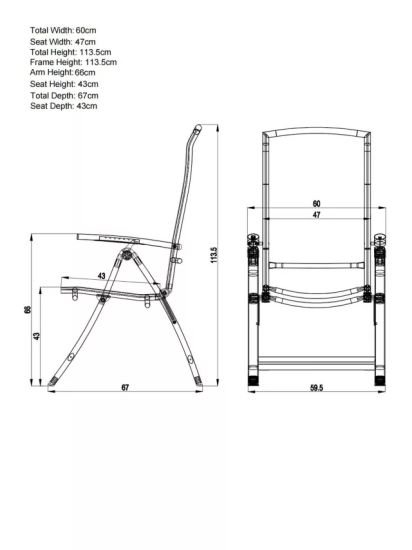 Garden Reclining Dining Chair, Set of 2